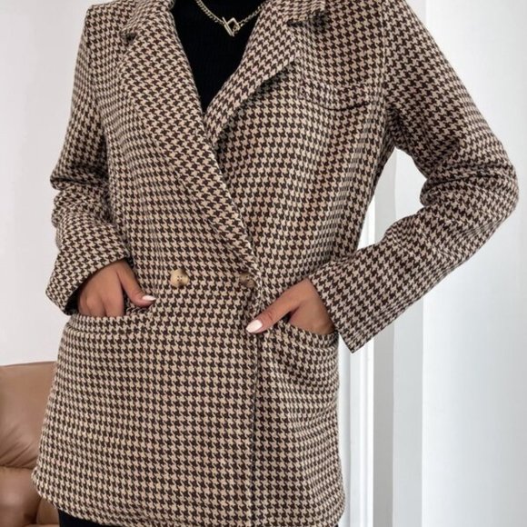 Classic Houndstooth Dual Pocket Double Button Blaz - Picture 3 of 7